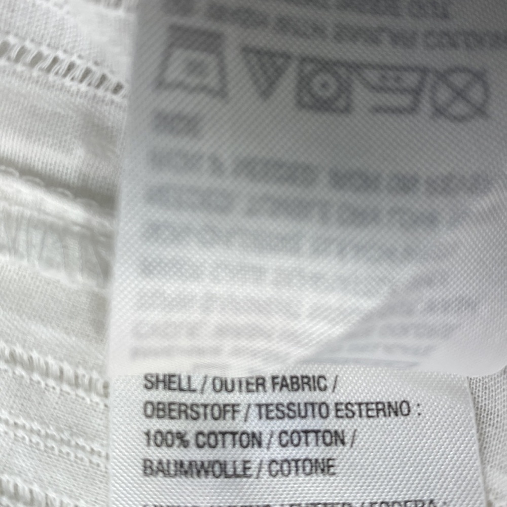 NWOT Denim & Co white button front big shirt with flicked dot. - Picture 9 of 10